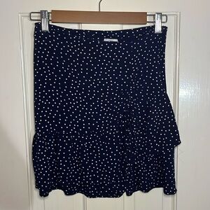 Francesca’s Navy Blue Polka Dot Mini Skirt Size Small